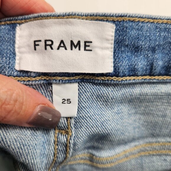 FRAME Denim Le Beau Crop Jeans Size 25 in Walden Rock Wash Raw Hem - Picture 10 of 16